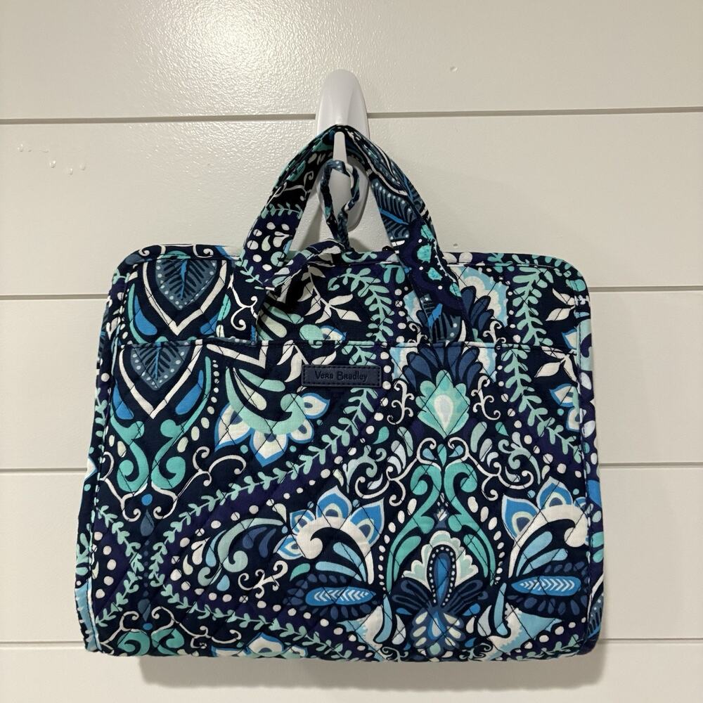 Vera Bradley | Travel Cosmetic Hanging Bag Blue Island Medallion Paisley Quilted